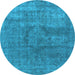 Round Oriental Light Blue Industrial Rug, urb1504lblu