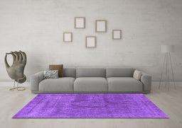 Machine Washable Oriental Purple Industrial Area Rugs in a Living Room, wshurb1504pur