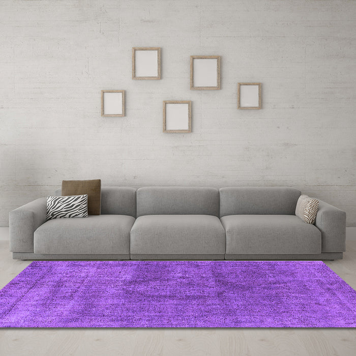 Machine Washable Oriental Purple Industrial Area Rugs in a Living Room, wshurb1504pur