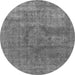 Round Machine Washable Oriental Gray Industrial Rug, wshurb1504gry