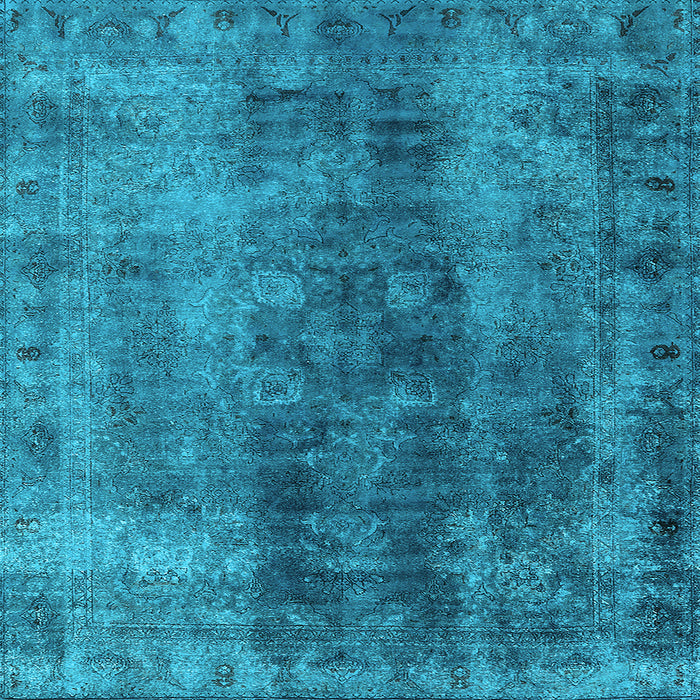 Square Machine Washable Oriental Light Blue Industrial Rug, wshurb1505lblu