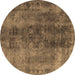 Round Oriental Brown Industrial Rug, urb1505brn