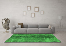 Machine Washable Oriental Green Industrial Area Rugs in a Living Room,, wshurb1505grn