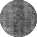 Round Machine Washable Oriental Gray Industrial Rug, wshurb1505gry