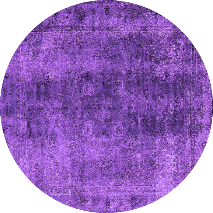 Round Machine Washable Oriental Purple Industrial Area Rugs, wshurb1505pur