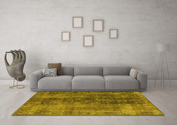 Machine Washable Oriental Yellow Industrial Rug in a Living Room, wshurb1505yw
