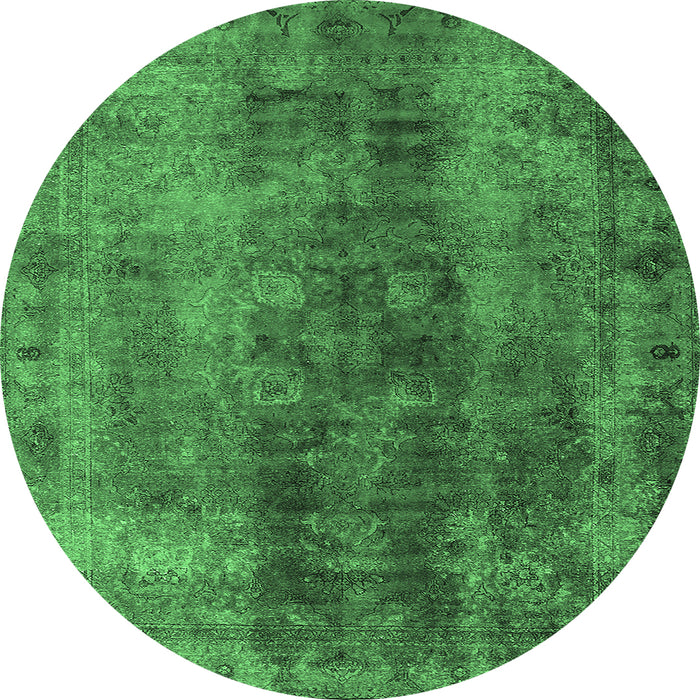 Round Oriental Emerald Green Industrial Rug, urb1505emgrn
