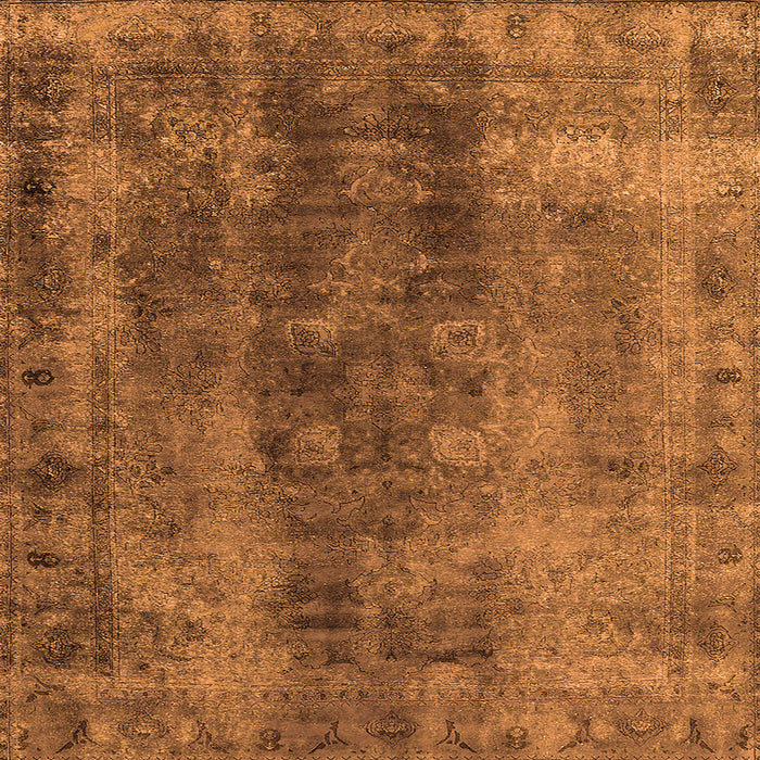 Square Machine Washable Oriental Orange Industrial Area Rugs, wshurb1505org