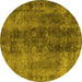 Round Machine Washable Oriental Yellow Industrial Rug, wshurb1505yw