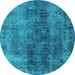 Round Oriental Light Blue Industrial Rug, urb1505lblu