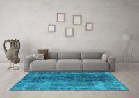 Machine Washable Oriental Light Blue Industrial Rug, wshurb1505lblu