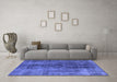 Machine Washable Oriental Blue Industrial Rug in a Living Room, wshurb1505blu