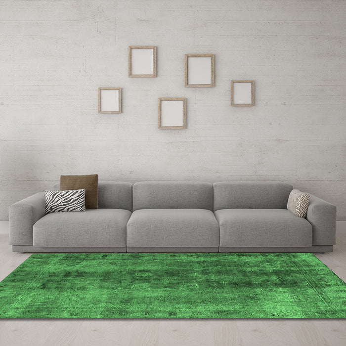 Machine Washable Oriental Emerald Green Industrial Area Rugs in a Living Room,, wshurb1505emgrn