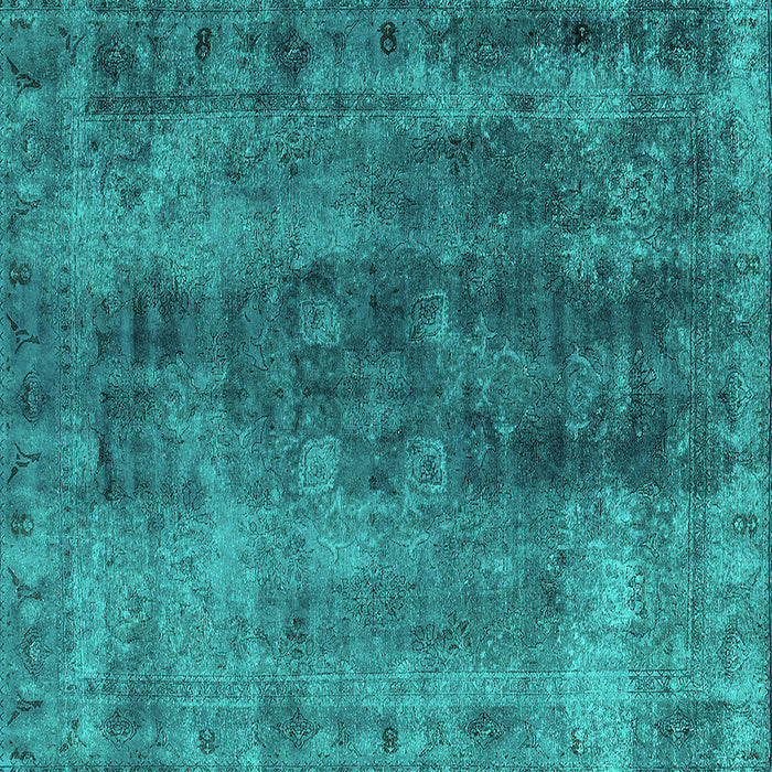 Square Machine Washable Oriental Turquoise Industrial Area Rugs, wshurb1505turq