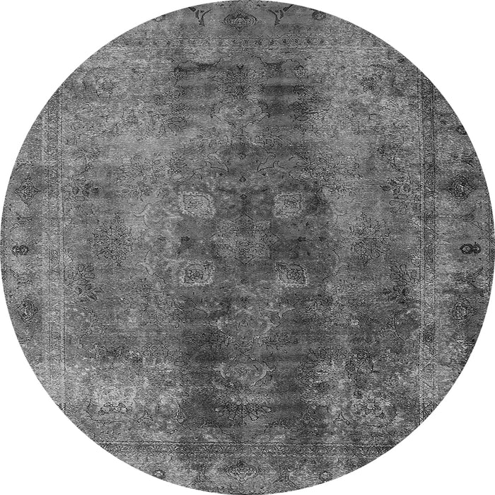 Round Oriental Gray Industrial Rug, urb1505gry