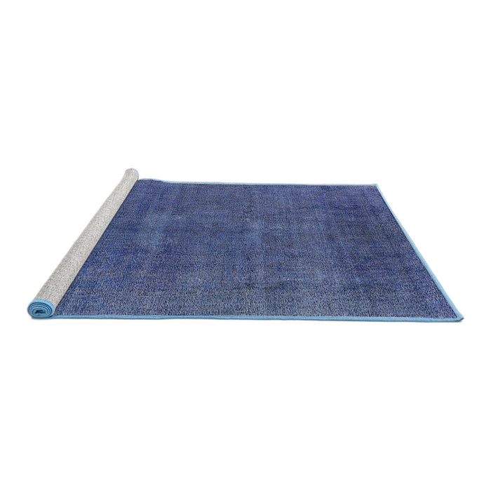 Sideview of Machine Washable Industrial Modern Blue Rug, wshurb1506