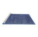 Sideview of Machine Washable Industrial Modern Blue Rug, wshurb1506