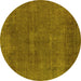 Round Oriental Yellow Industrial Rug, urb1506yw