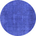 Round Oriental Blue Industrial Rug, urb1506blu