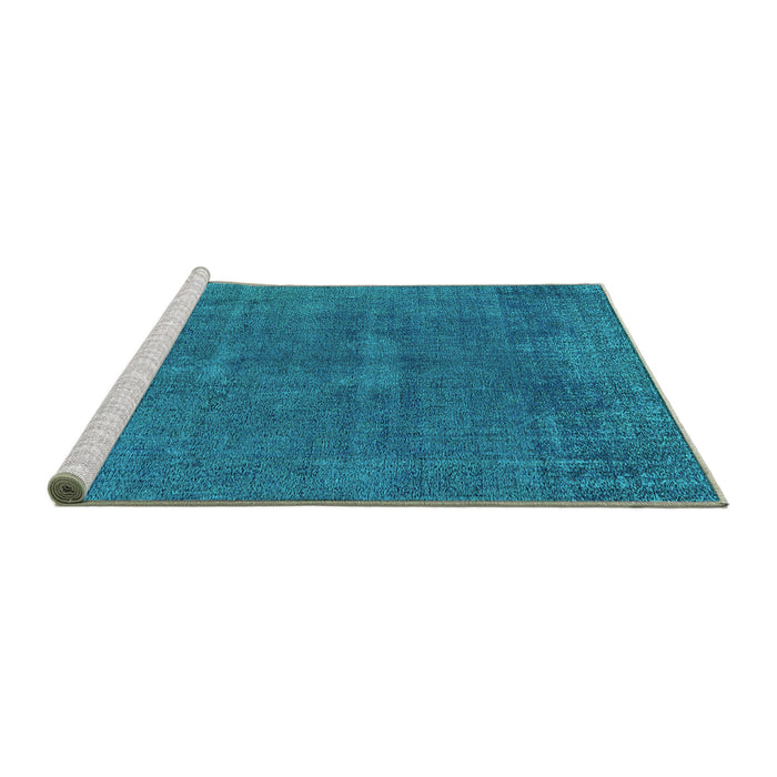 Sideview of Machine Washable Oriental Turquoise Industrial Area Rugs, wshurb1506turq