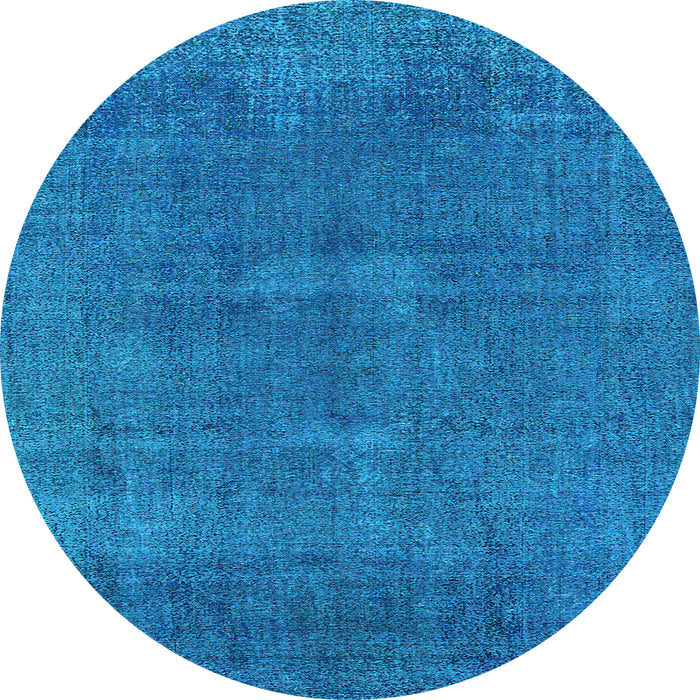 Round Machine Washable Oriental Light Blue Industrial Rug, wshurb1506lblu