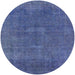 Round Machine Washable Industrial Modern Blue Rug, wshurb1506