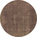 Round Machine Washable Oriental Brown Industrial Rug, wshurb1506brn