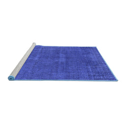 Sideview of Machine Washable Oriental Blue Industrial Rug, wshurb1506blu