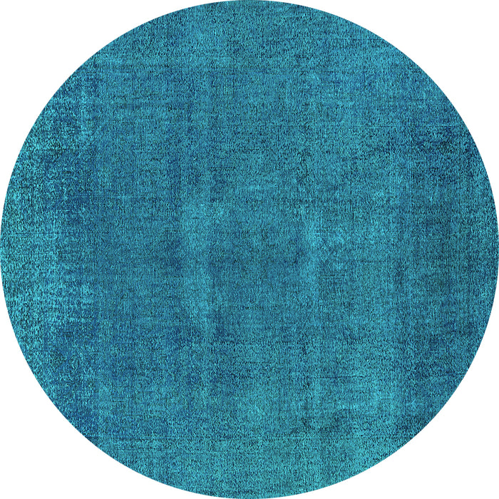 Round Machine Washable Oriental Turquoise Industrial Area Rugs, wshurb1506turq