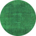 Round Oriental Green Industrial Rug, urb1506grn