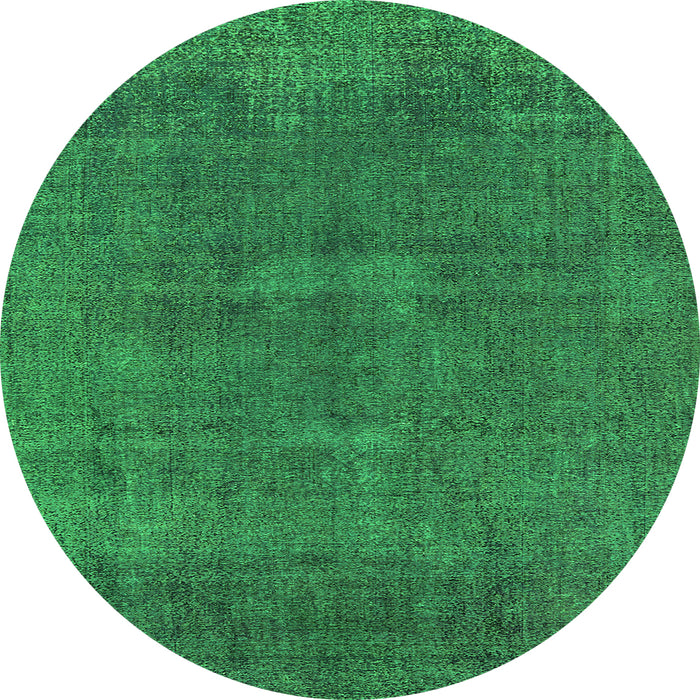 Round Machine Washable Oriental Green Industrial Area Rugs, wshurb1506grn
