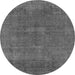 Round Machine Washable Oriental Gray Industrial Rug, wshurb1506gry