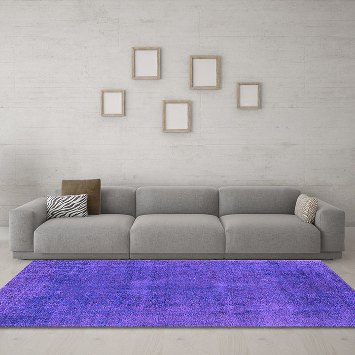 Machine Washable Oriental Purple Industrial Area Rugs in a Living Room, wshurb1506pur