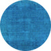 Round Oriental Light Blue Industrial Rug, urb1506lblu