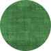 Round Oriental Emerald Green Industrial Rug, urb1506emgrn