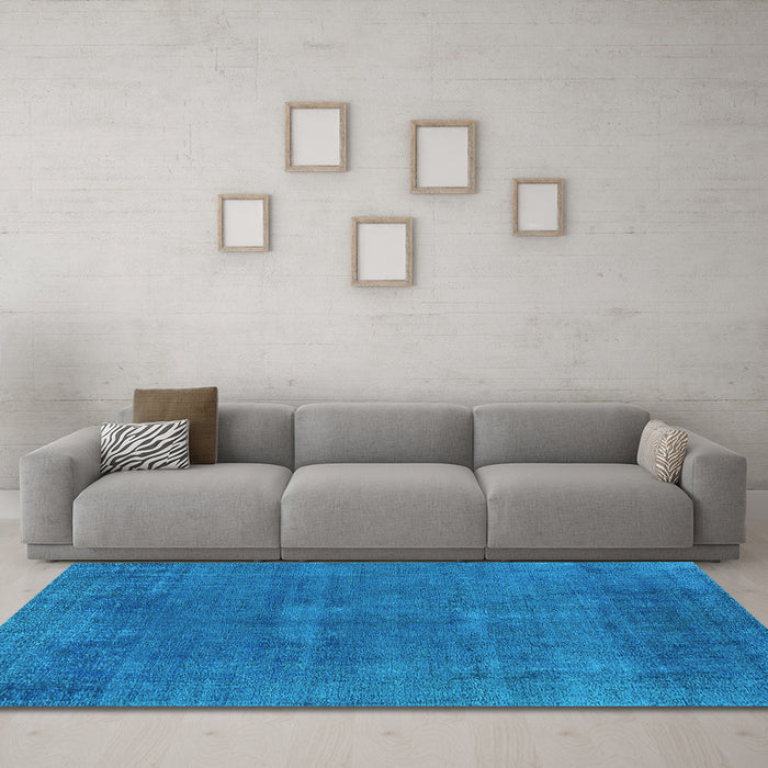 Machine Washable Oriental Light Blue Industrial Rug in a Living Room, wshurb1506lblu