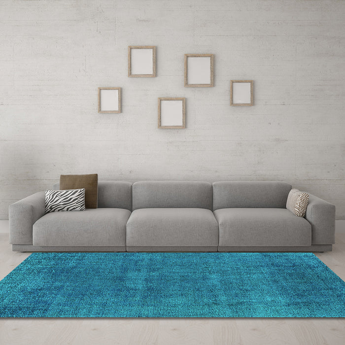 Machine Washable Oriental Turquoise Industrial Area Rugs in a Living Room,, wshurb1506turq