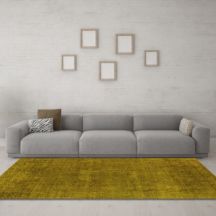Machine Washable Oriental Yellow Industrial Rug in a Living Room, wshurb1506yw