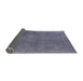 Sideview of Mid-Century Modern Slate Blue Grey Oriental Rug, urb1507