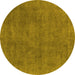 Round Oriental Yellow Industrial Rug, urb1507yw