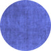 Round Oriental Blue Industrial Rug, urb1507blu