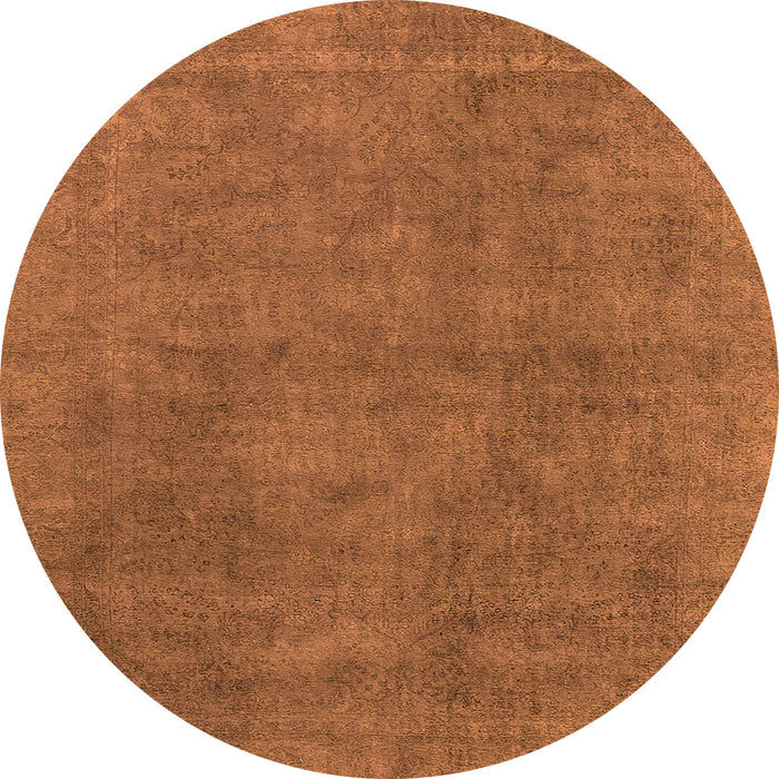 Round Machine Washable Oriental Orange Industrial Area Rugs, wshurb1507org