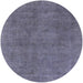 Round Mid-Century Modern Slate Blue Grey Oriental Rug, urb1507