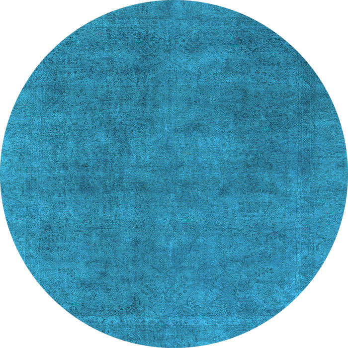 Round Machine Washable Oriental Light Blue Industrial Rug, wshurb1507lblu