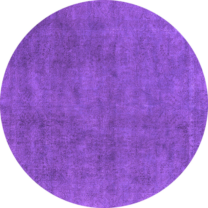 Round Oriental Purple Industrial Rug, urb1507pur