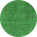 Round Oriental Green Industrial Rug, urb1507grn