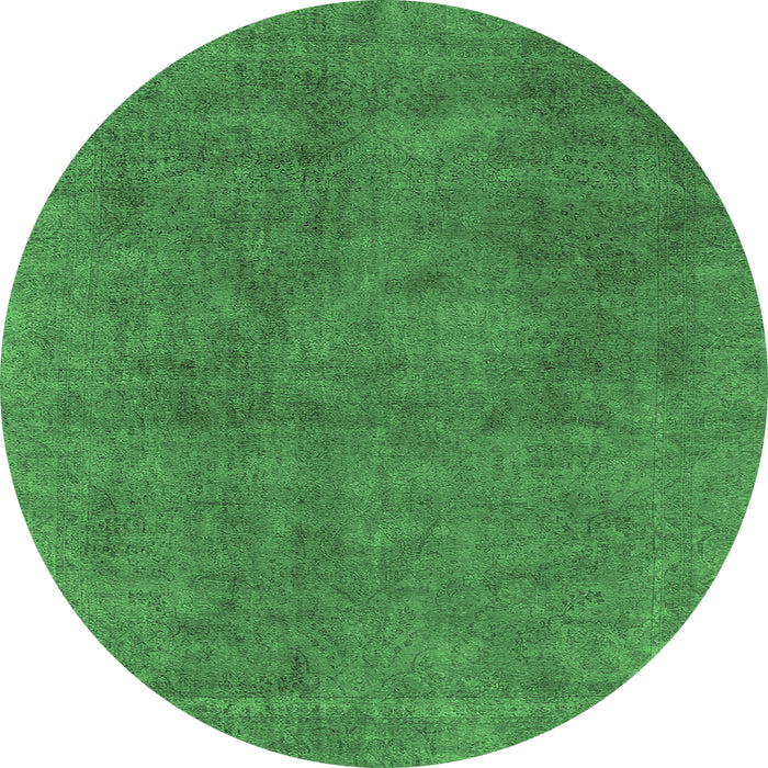 Round Oriental Emerald Green Industrial Rug, urb1507emgrn