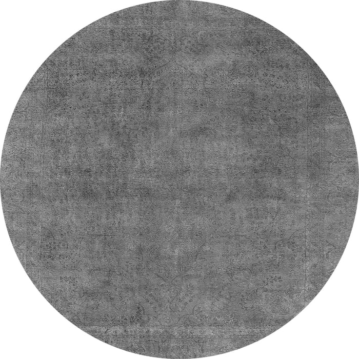 Round Machine Washable Oriental Gray Industrial Rug, wshurb1507gry