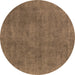 Round Machine Washable Oriental Brown Industrial Rug, wshurb1507brn