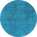 Round Oriental Light Blue Industrial Rug, urb1507lblu